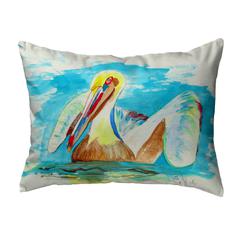 Pelican in Teal Noncorded Indoor/Outdoor Pillow 11x14