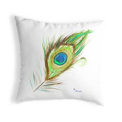 Peacock Feather Small No-Cord Pillow 12x12