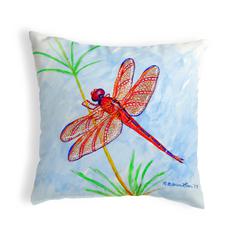 Red DragonFly Small No-Cord Pillow 12x12