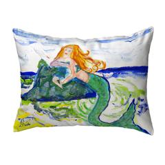 Mermaid on Rock Small No-Cord Pillow 11x14