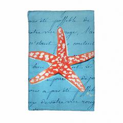 Coral Starfish Blue Script Kitchen Towel