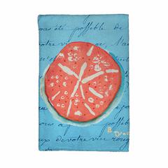 Coral Sand Dollar Blue Script Kitchen Towel