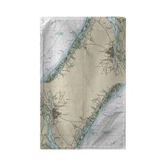 Wilmington - Wrightsville Beach, NC Nautical Map Kitchen Towel