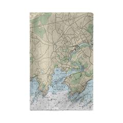 Branford Harbor, CT Nautical Map Kitchen Towel
