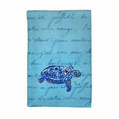 Blue Script Sea Turtle Kitchen Towel