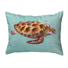Green Sea Turtle - Teal No Cord Pillow 16x20