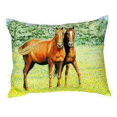 Two Horses No Cord Pillow 16x20
