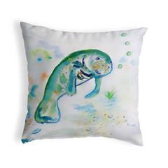 Betsy's Manatee No Cord Pillow 18x18