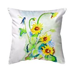 Sunflower & Bird Noncorded Indoor/Outdoor Pillow 18x18