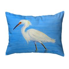 Stalking Snowy Egret Noncorded Indoor/Outdoor Pillow 16x20