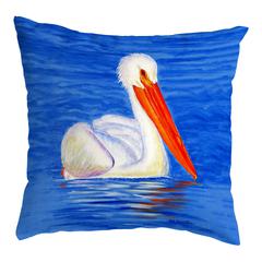 White Pelican Portrait No Cord Pillow 18x18