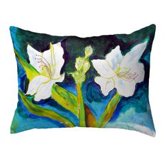 White Lilies No Cord Pillow 16x20