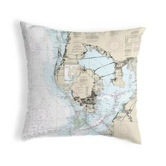 Tampa Bay, FL Nautical Map Noncorded Indoor/Outdoor Pillow 18x18