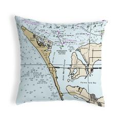 Anna Maria Island, FL Nautical Map Noncorded Indoor/Outdoor Pillow 18x18