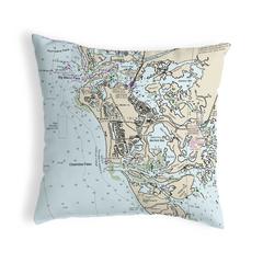 Marco Island, FL Nautical Map Noncorded Indoor/Outdoor Pillow 18x18