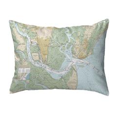 St Simons Sound, GA Nautical Map Noncorded Indoor/Outdoor Pillow 16x20