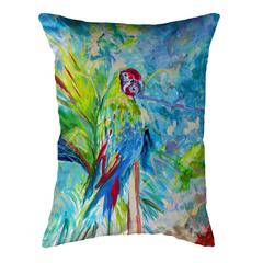 Green Parrot II No Cord Pillow 16x20