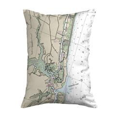 Holden Beach, NC Nautical Map Noncorded Indoor/Outdoor Pillow 16x20