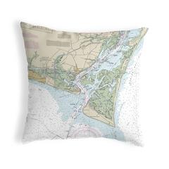 Baldhead Island, NC Nautical Map Noncorded Indoor/Outdoor Pillow 18x18
