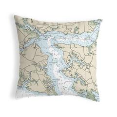 Pungo River, NC Nautical Map Noncorded Indoor/Outdoor Pillow 18x18