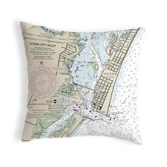 Ocean City Inlet, VA Nautical Map Noncorded Indoor/Outdoor Pillow 18x18