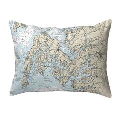 Easton, MD Nautical Map Noncorded Indoor/Outdoor Pillow 16x20