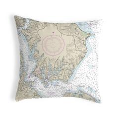 Slomons Island, MD Nautical Map Noncorded Indoor/Outdoor Pillow 18x18