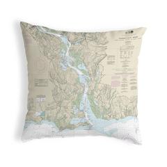 Connecticut River, CT Nautical Map Noncorded Indoor/Outdoor Pillow 18x18