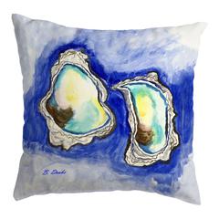 Aqua Oysters No Cord Pillow 18x18