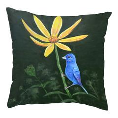 Indigo Bunting No Cord Pillow 18x18