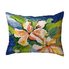 White Hibiscus No Cord Pillow 16x20
