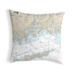 Fishers Island Sound, RI Nautical Map Noncorded Indoor/Outdoor Pillow 18x18