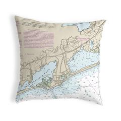 Block Island Sound - Quonochontaug, RI Nautical Map Noncorded Indoor/Outdoor Pillow 18x18