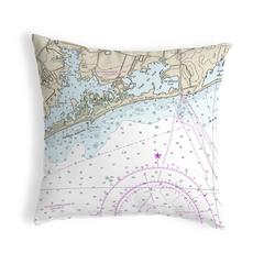 Block Island Sound - Charleston, RI Nautical Map Noncorded Indoor/Outdoor Pillow 18x18