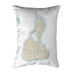 Block Island #2, RI Nautical Map Noncorded Indoor/Outdoor Pillow 16x20