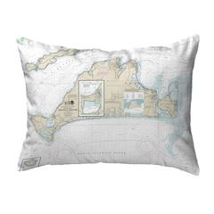 Martha's Vineyard, MA Nautical Map Noncorded Indoor/Outdoor Pillow 16x20