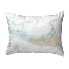 Nantucket Island, MA Nautical Map Noncorded Indoor/Outdoor Pillow 16x20