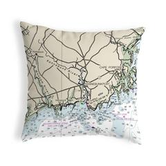 Kennebunckport, ME Nautical Map Noncorded Indoor/Outdoor Pillow 18x18