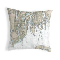 BoothBay, ME Nautical Map Noncorded Indoor/Outdoor Pillow 18x18