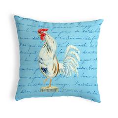 White Rooster Script No Cord Pillow 18x18