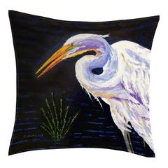 Palette Great Egret No Cord Pillow 18x18