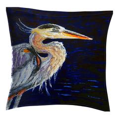 Palette Blue Heron No Cord Pillow 18x18