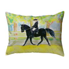 Black Horse & Rider No Cord Pillow 16x20