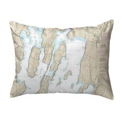 North Hero Island #2, VT Nautical Map Noncorded Indoor/Outdoor Pillow 16x20