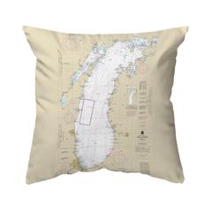 Lake Michigan, MI Nautical Map No Cord Pillow 18x18