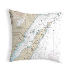 Door County, Green Bay, WI Nautical Map Noncorded Indoor/Outdoor Pillow 18x18