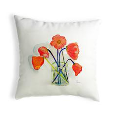 Poppies in Vase No Cord Pillow 18x18