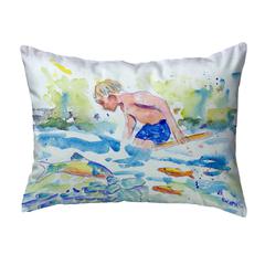 Boy & Fish No Cord Pillow 18x18