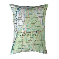 Mississippi, MS Nautical Map Noncorded Indoor/Outdoor Pillow 16x20