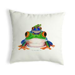 Stacked Frogs No Cord Pillow 18x18